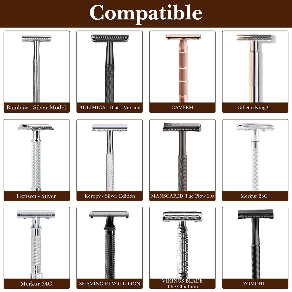 Linkidea Double Edge Safety Razor Cover, DE Razor Head Protector for Travel, Compatible with Henson AL13, Vikings Blade Chieftain, Manscaped Plow 2.0, MK-23C, Shaving Case Accessory (Brown)
