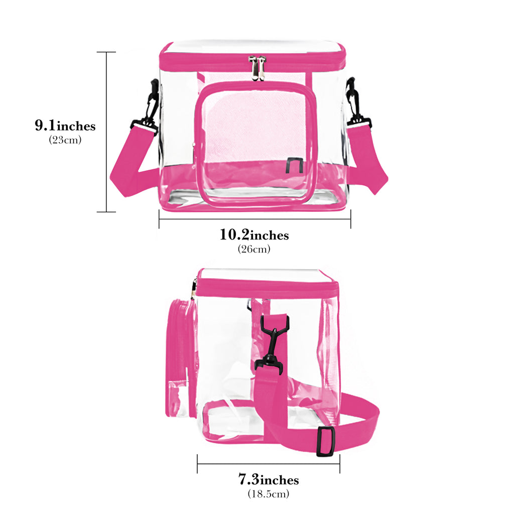 Linkidea Lunch Box for Adult, Transparent Lunch Bag with Shoulder Strap, Large Capacity Lunch Bag for Everyday Outings, Fits to Picnic and Daily Use (Pink)