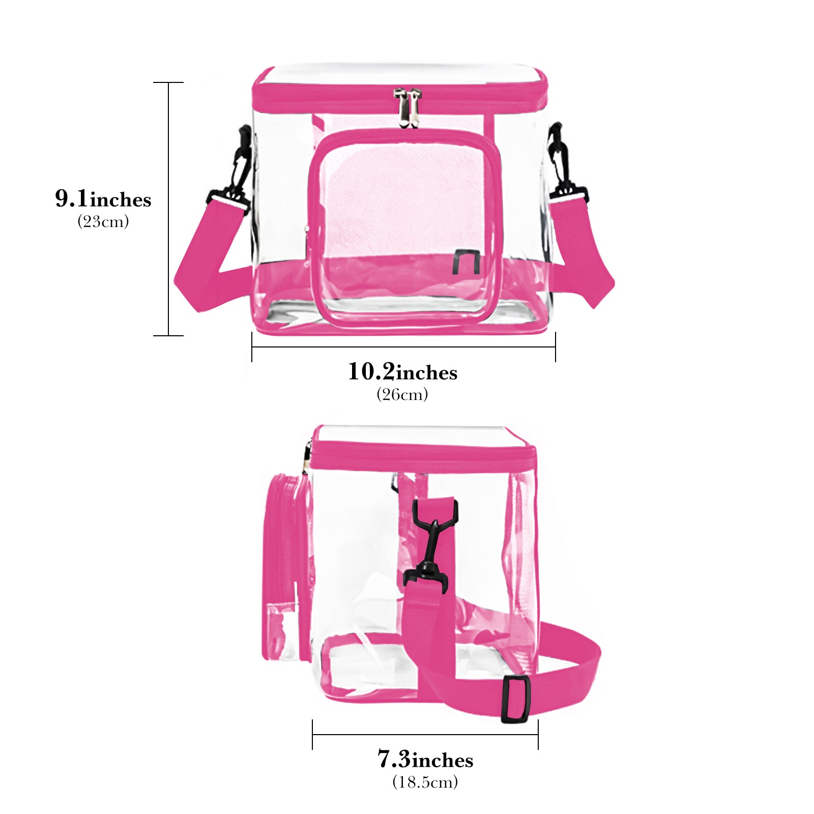 Linkidea Lunch Box for Adult, Transparent Lunch Bag with Shoulder Strap, Large Capacity Lunch Bag for Everyday Outings, Fits to Picnic and Daily Use (Pink)
