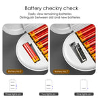 Linkidea Battery Storage Case with Electric Quantity Detection, Portable Battery Organizer Holder Box for 12 AA, 12 AAA, Button Batteries (Grey, No Batteries Included)