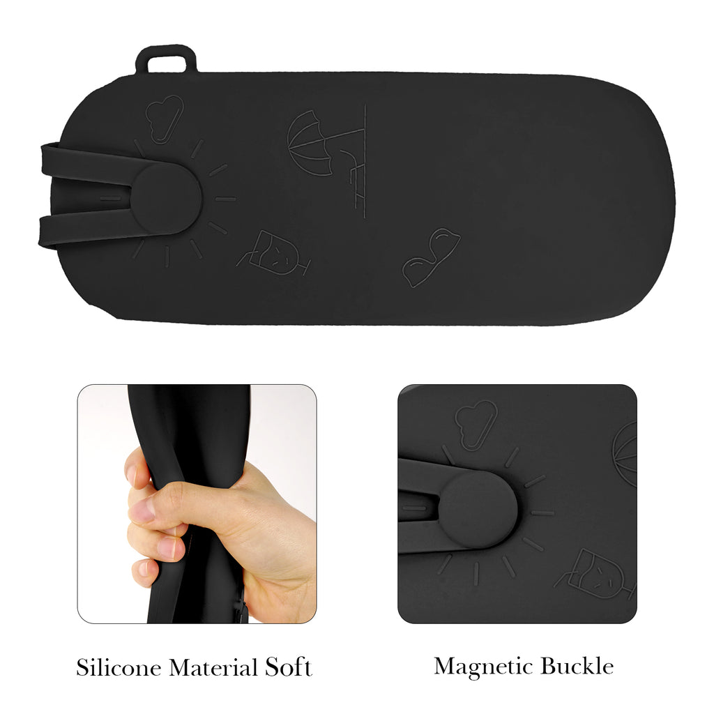 Extra Large Sunglasses Pouch Case, Silicone Oversized Sun Glasses Organizer Soft Bag Compatible with Rayban RB3025 Gucci GG0876S GG0875S Prada PR 25YS (XXL, Black)