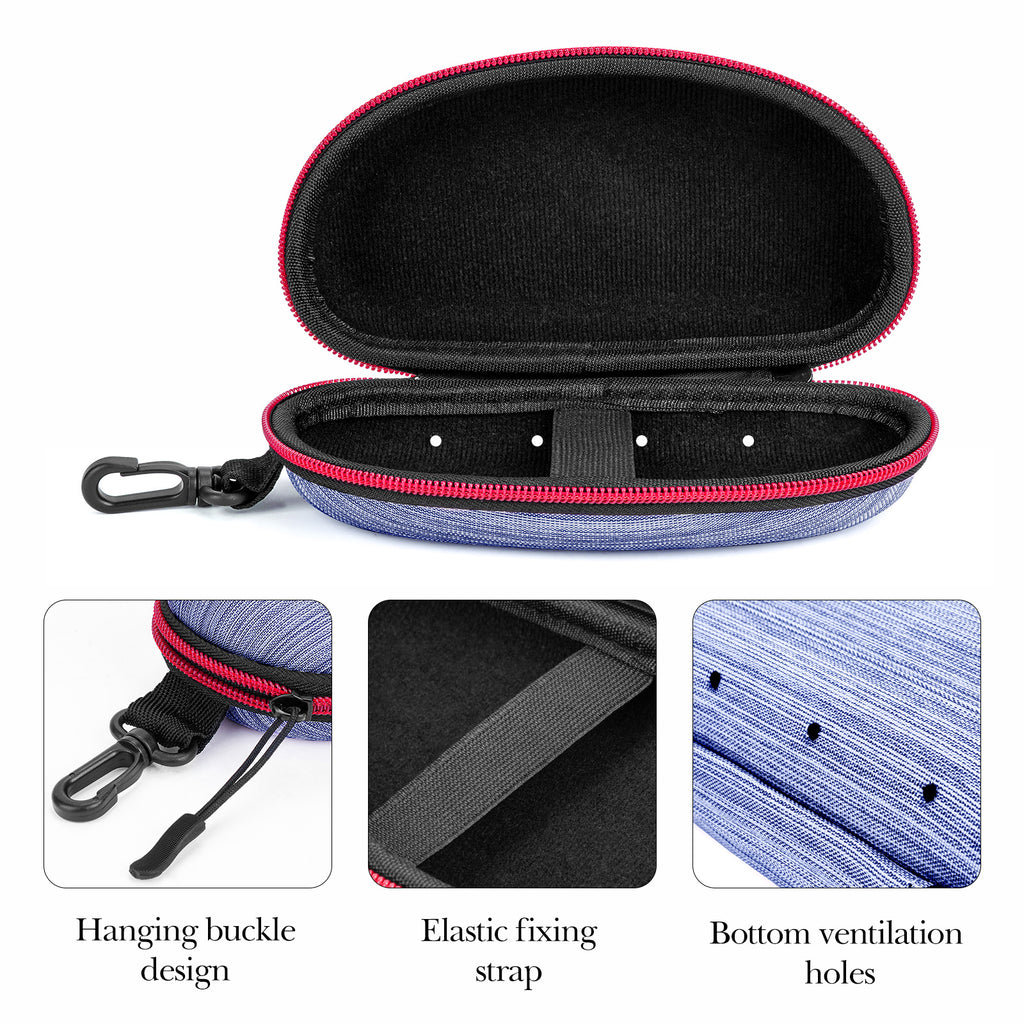 Extra Large Hard Shell Sunglasses Case, Oversized Sun Glasses Storage Bag Pouch Organizer Compatible with Rayban RB3025 RB3717 Gucci GG0595S TOM FORD FT0783 FT1013 (XXL, Blue)