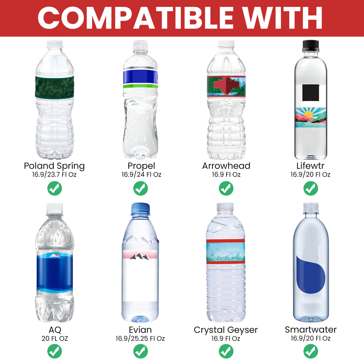 Linkidea Disposable Water Bottle Carrier with Strap Compatible with Smartwater 16.9/20Fl Oz, Insulated Neoprene Plastic Bottled Water Cover Holder with Clip for Backpack (Red)