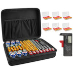 Linkidea Hard Battery Storage Container, Organizer Box with Tester BT-168, Safe Carrying Battery Case Holder - Holds 148 Various Sizes AA AAA 9V C D Batteries with Battery Tester