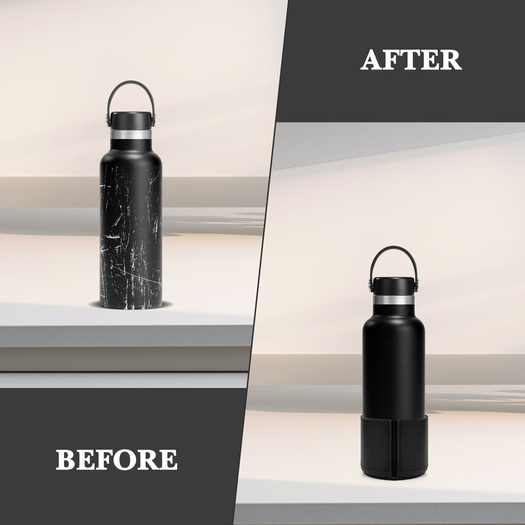 Linkidea 2 Pack Vegan Leather Water Bottle Boot Compatible with Contigo Byron 16oz, Owala FreeSip Twist Bottle 18oz, SM, Universal 2.7"(6.8cm) - 2.9"(7.3cm) Bottle Bottom Bumper Protector