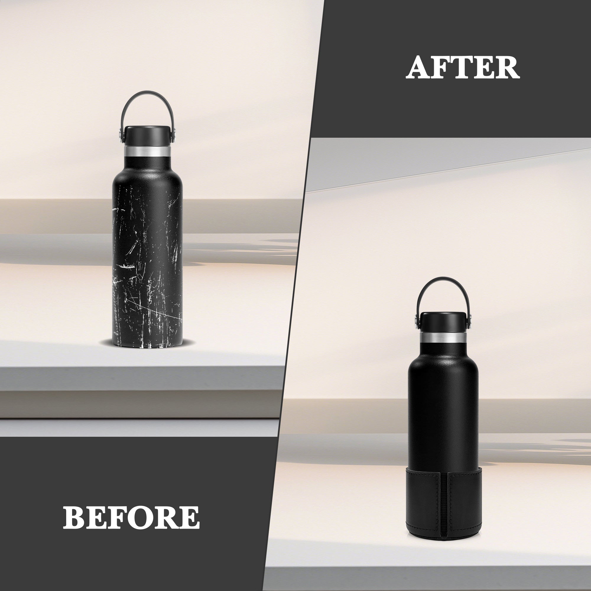 Linkidea 2 Pack Vegan Leather Water Bottle Boot Compatible with Contigo Byron 16oz, Owala FreeSip Twist Bottle 18oz, SM, Universal 2.7"(6.8cm) - 2.9"(7.3cm) Bottle Bottom Bumper Protector