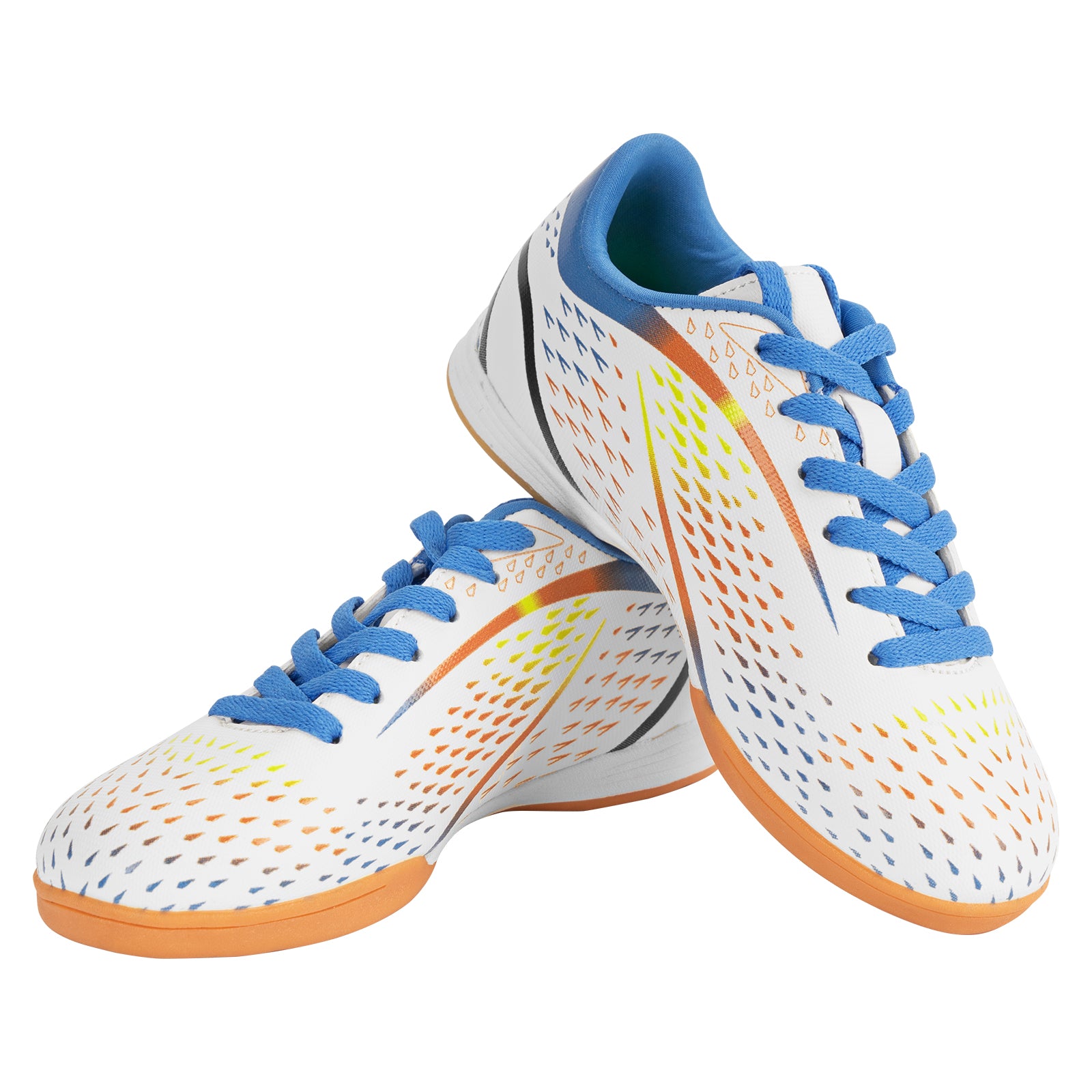Linkidea Kids Indoor Soccer Shoes, Rubber Outsole Soccer Boots, Futsal Training Soccer Cleats for Boys and Girls (White)