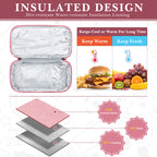 Linkidea Travel Snack Bags, Thermal Insulated Container for Fruit, Lightweight Leakproof Outdoor Food Cooler Bag, Portable Storage Accessories Fits Picnic (Pink)