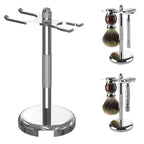 Linkidea Razor & Brush Holder, Deluxe Men's Stainless Steel Shaving Brush Hanger, Grooming Organizer for Bathroom, Shaver Stand Compatible with Merkur 23C (Silver)