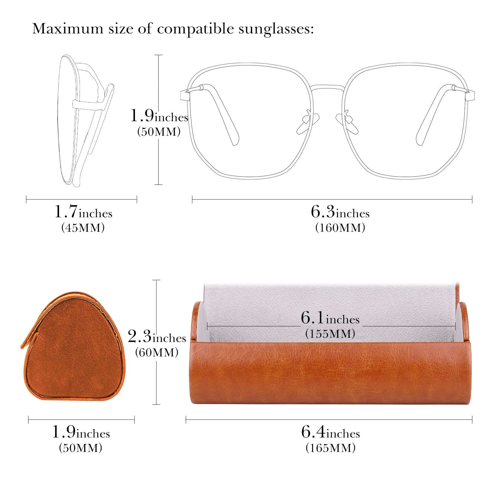 Extra Large Hard Shell Sunglasses Case, Oversized Eyewear Storage Organizer Compatible with Gucci GG0981S Prada PR 15W/PR 24Z Versace VE4473U/VE4478U/VE4479U (XL / Brown)