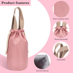 Linkidea Insulated Food Jar Storage Bag, Portable Drawstring Wrap with Hand Strap, Lunch Box Carrier for Food Can, Compatible with Thermos 24 oz & Simple Modern 16 oz & Stanley 18 oz (Pink)