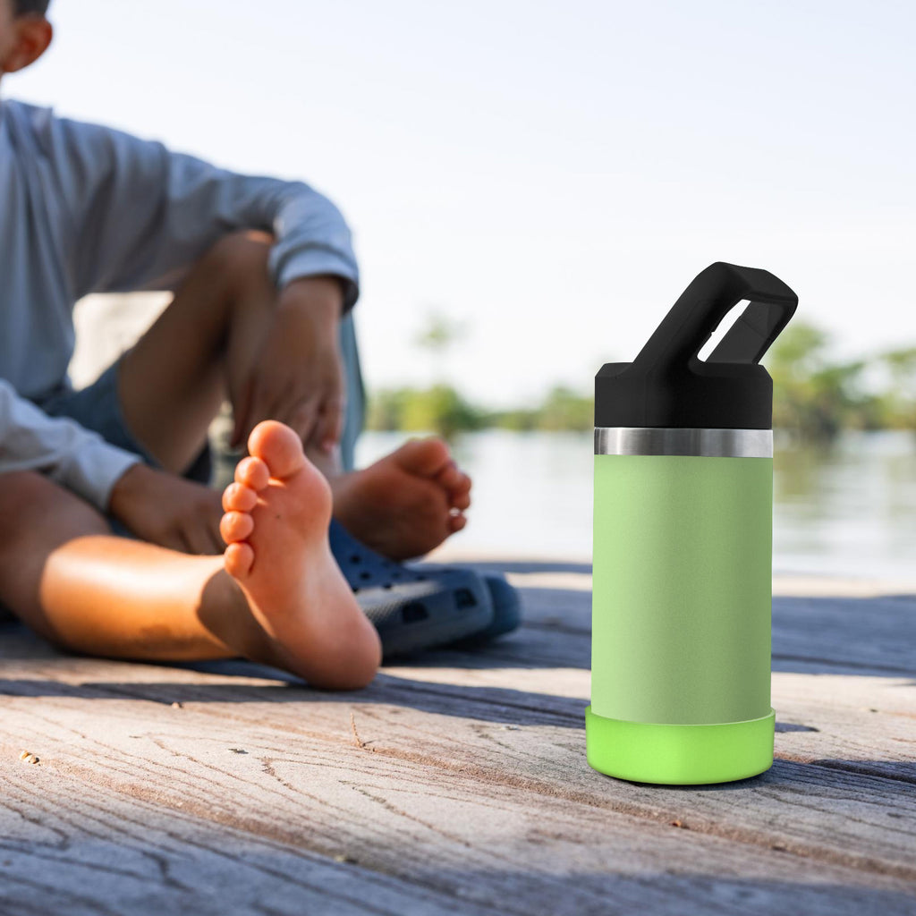 Linkidea 2 Pack Water Bottle Boot Compatible with YETI Rambler Jr. Kids 12oz, Rambler Bottle 12oz/18oz, Yonder 20oz, Silicone Anti-Slip Bottle Bottom Bumper Protector (Blueish Green)