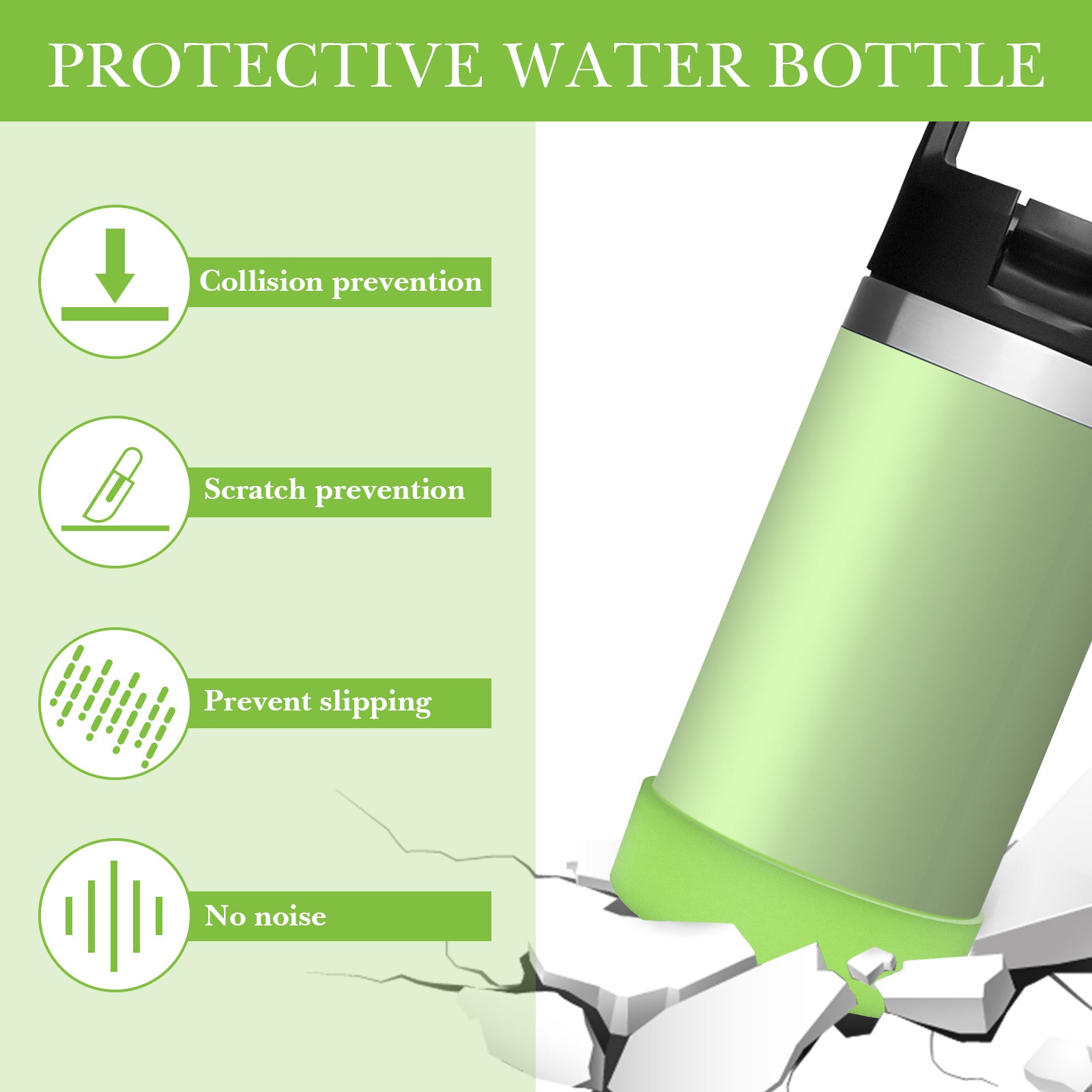 Linkidea 2 Pack Water Bottle Boot Compatible with YETI Rambler Jr. Kids 12oz, Rambler Bottle 12oz/18oz, Yonder 20oz, Silicone Anti-Slip Bottle Bottom Bumper Protector (Blueish Green)