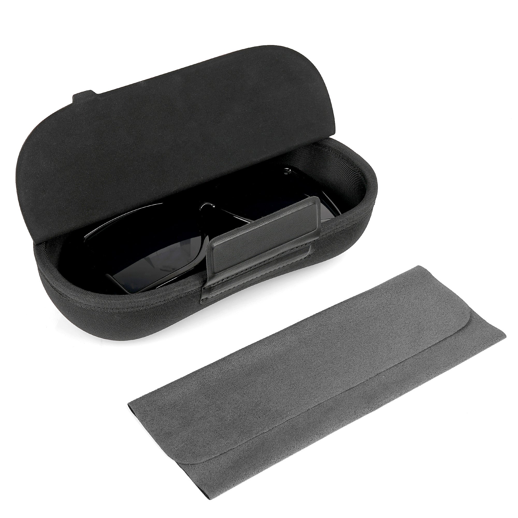 Extra Large Hard Shell Sunglasses Case, Travel Glasses Box EVA Shell with Folding Magnetic Cover, Sun Glasses Storage Organizer for Women Men (XXL / Black)