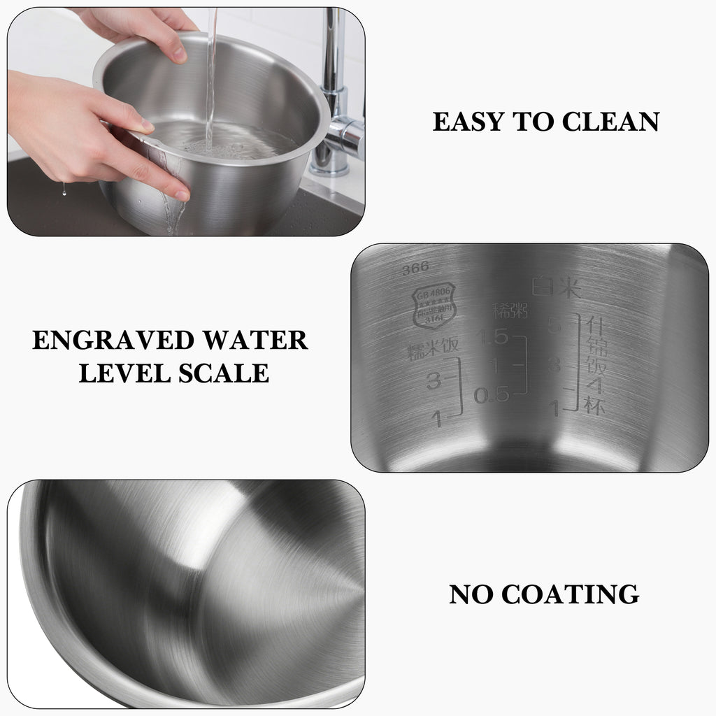 Linkidea Rice Cooker Stainless Steel Inner Pot Compatible with Zojirushi NL-AAC10,NS-TSC10, NS-WPC-10,NS-WAC10, NS-WAH10C, NS-TPC10XT, Dishwasher Safe, No Coating Replacement Bowl