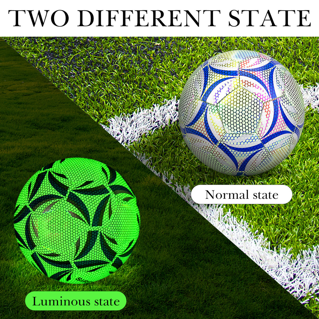 Linkidea Size 5 Glow in Dark Soccer Ball, Durable Vegan Leather Glowing Balls, Official Match Size Soccer with Good Visibility for Night Game or Training, Unique Gift for Outdoor