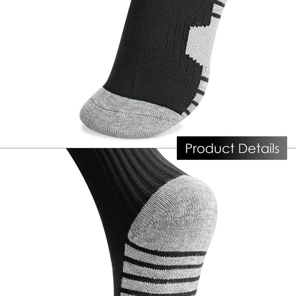 Linkidea Kids Soccer Socks with Shin Guards, 2 Pairs Breathable Knee High Socks with Lightweight Shin Pads, Long Sleeve Cushion Socks for Child 7-9 Years Over Calf Soccer Socks (Black&Blue, M)