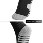 Linkidea Kids Soccer Socks with Shin Guards, 2 Pairs Breathable Knee High Socks with Lightweight Shin Pads, Long Sleeve Cushion Socks for Child 7-9 Years Over Calf Soccer Socks (Black&Blue, M)