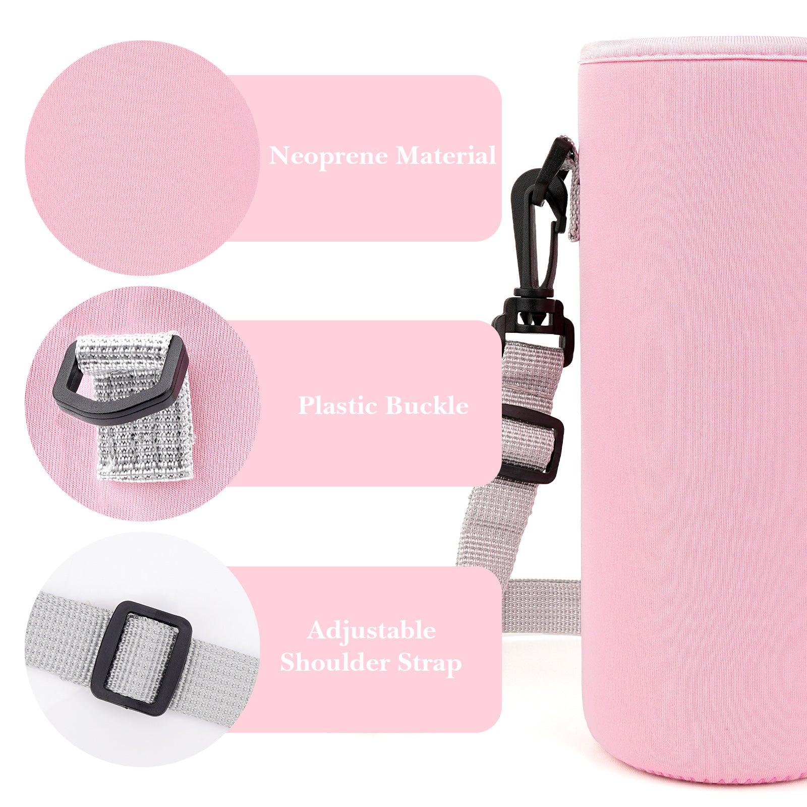 Linkidea Water Bottle Carrier with Strap Compatible with Simple Modern Summit Collection 40oz, Hydro Flask Wide Mouth, Waterbottle Sling Bag Holder with Shoulder Strap (Pink)