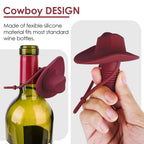 Linkidea 2 Pack Silicone Cowboy Style Bottle Stoppers, Reusable Fun Cap Sealers to Keep Drinks Fresh, Unique Gifts for Boyfriend, Dad, Friends (Red)