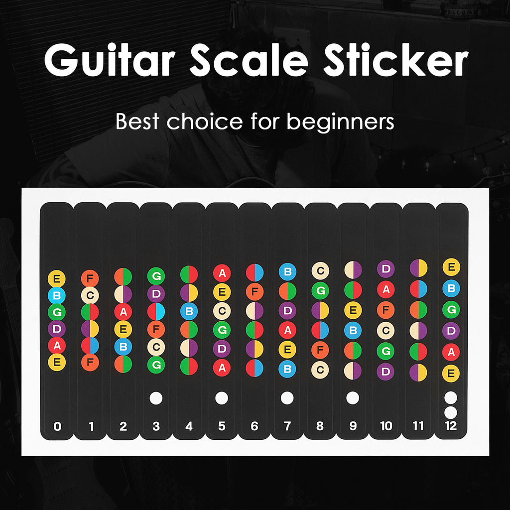Linkidea Guitar Fretboard Stickers, Chord Learning Tools, Color Coded Note Stickers for Acoustic and Electric Guitars (Colorful) 3 Pack
