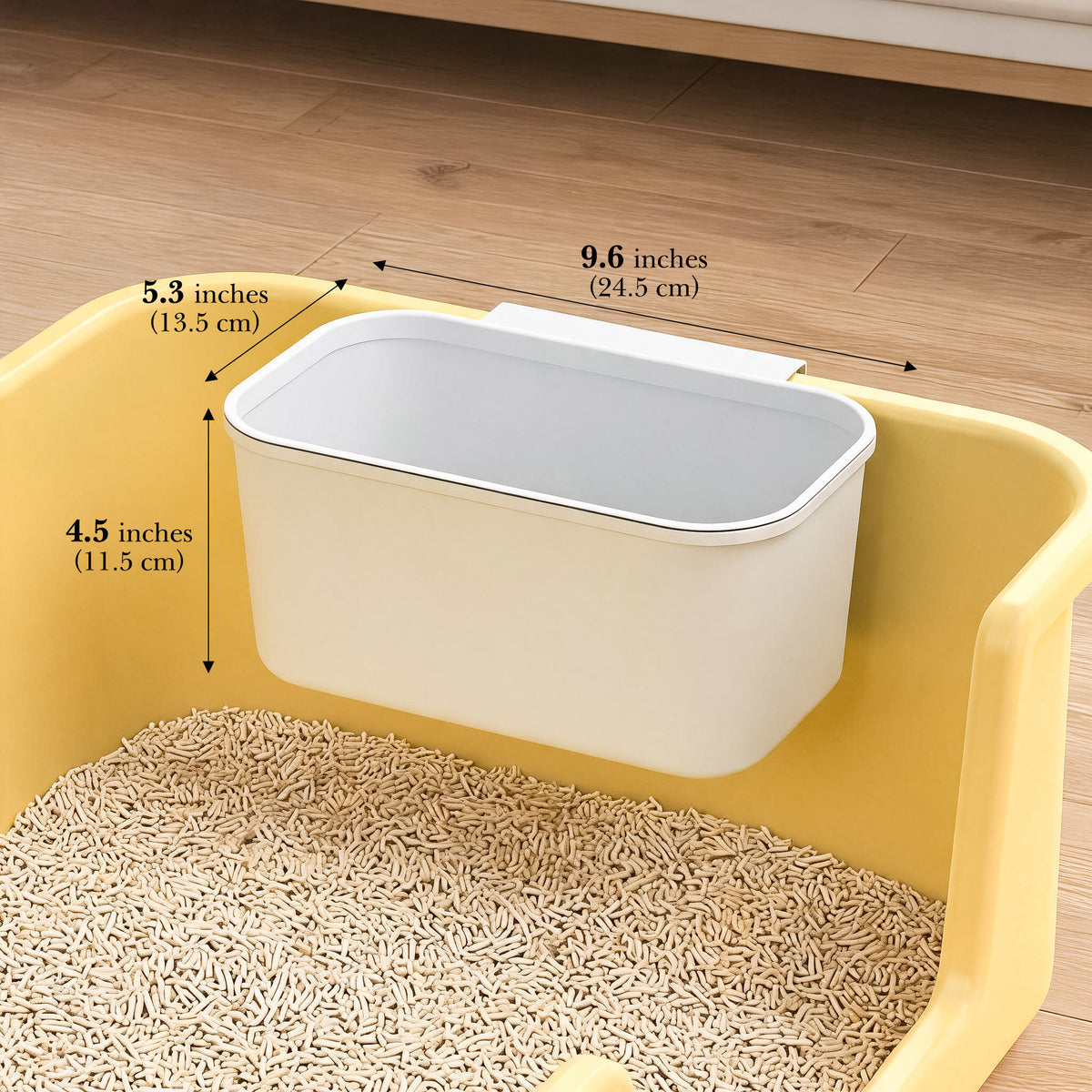 Cat Litter Waste Bin Kit with 100 Liners & Storage Hook, Hanging Disposal Container for Litter Box Sidewall, Space-Saving Scoop Station for Daily Cleanup