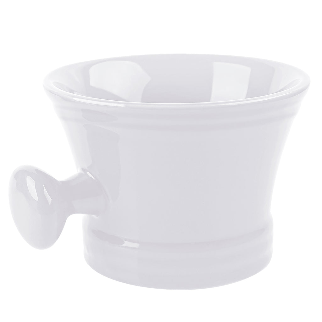 Linkidea Ceramic Shaving Mug with Knob Handle, Deep Lathering Bowl for Men, Wet Shaving Cup Compatible with Shaving Brushes, Razor Soap & Cream Holder, Grooming Accessory (White)
