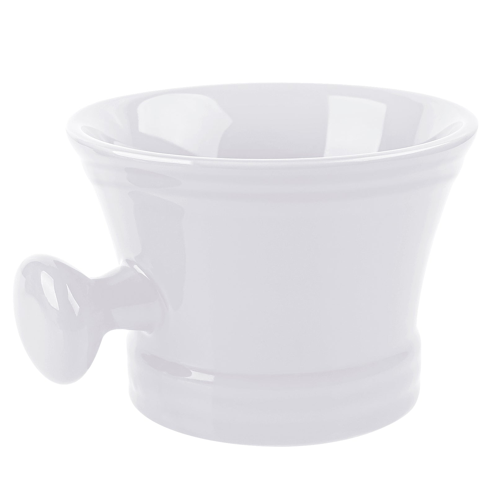 Linkidea Ceramic Shaving Mug with Knob Handle, Deep Lathering Bowl for Men, Wet Shaving Cup Compatible with Shaving Brushes, Razor Soap & Cream Holder, Grooming Accessory (White)