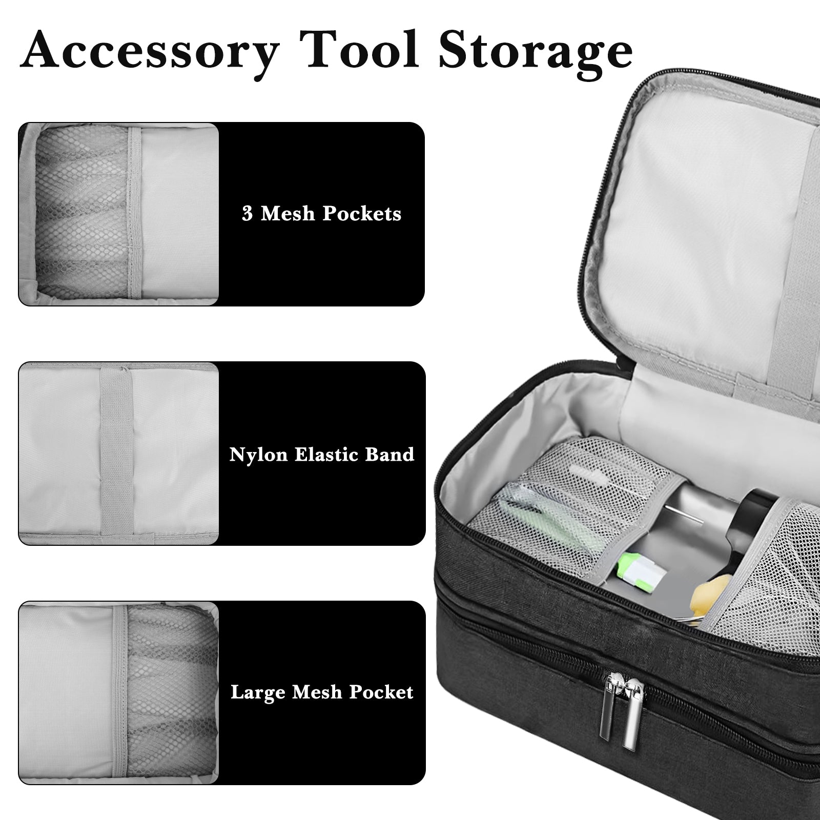 Linkidea Hand Blender Storage Bag, 2 Layer Immersion Blender Handheld Organizer, Portable Protective Cover with Hand Strap, Compatible with Basics 500, MQ505, KHBV53 Model Hand Blender