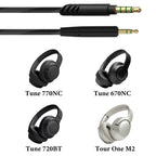 Linkidea Audio Cable with Mic for JBL Tune 770NC/670NC Headphones, 3.5mm TRRS to 2.5mm TRS Replacement Aux Cord with Inline Microphone and Volume Control (5 ft / 1.5m)