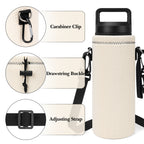 Linkidea Neoprene Water Bottle Carrier with Strap Compatible with YETI Rambler Bottle 18oz/26oz, Yonder 25oz, Insulated Waterbottle Sling Bag with Shoulder Strap, Off White