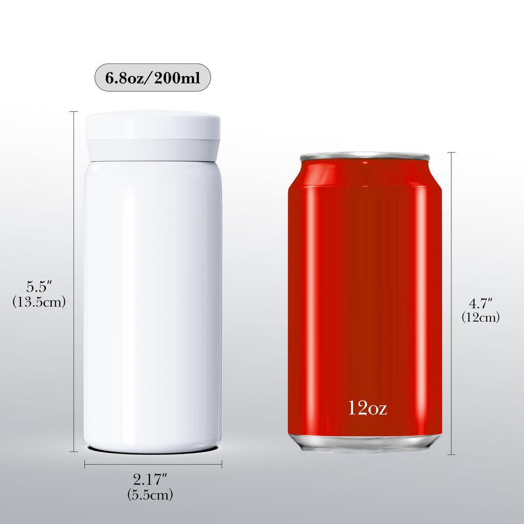Linkidea 6.8oz (200ml) Mini Water Bottle, Vacuum Insulated Stainless Steel Bottle for Hot & Cold Drinks, Spill-Proof Small Bottle Fit Handbag, Purse and Pocket (White)