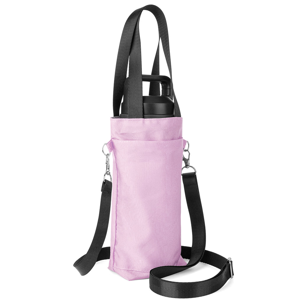 Linkidea Water Bottle Carrier with Strap Compatible with YETI Rambler Bottle 18oz, Owala FreeSip 24oz, Lightweight Waterbottle Sling Bag Holder with Shoulder Strap for Travel, Pink
