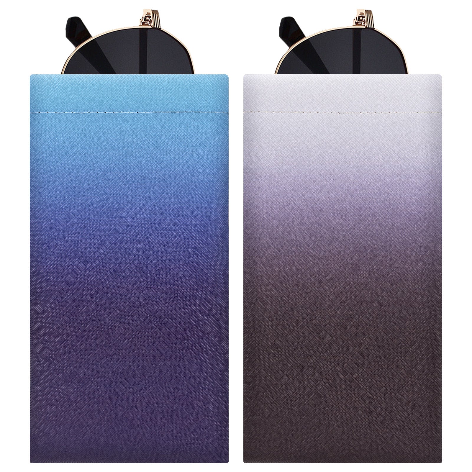 Extra Large Sunglasses Pouch Case, 2 Pack Vegan Leather Sun Glasses Organizer Soft Bag Compatible with GG0595S GG0875S RB4098 RB3825 RB4376 PO3352S PO3328S PO3311S