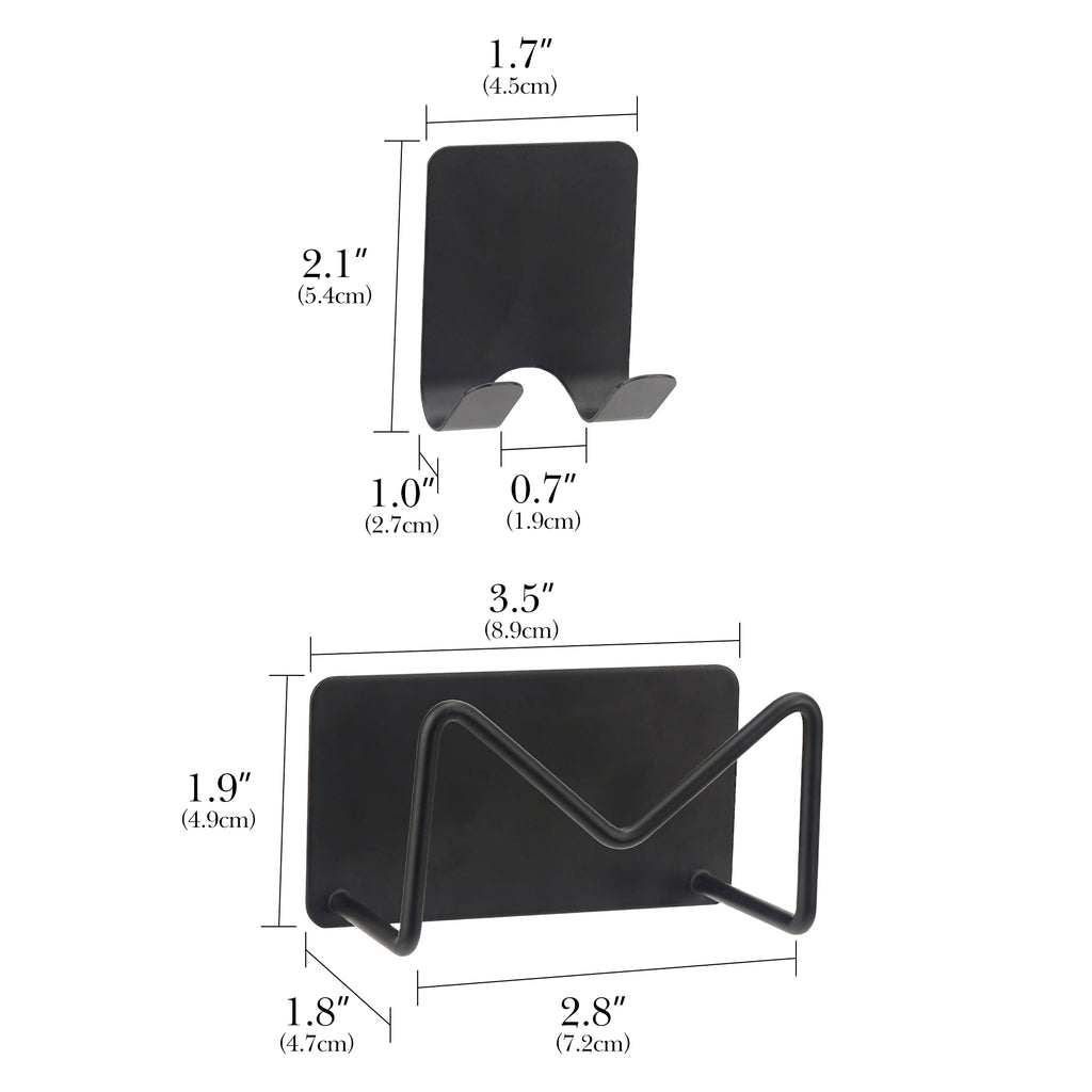 Linkidea Carbon Steel Wall Mounted Curling Iron Holder, Multifunction Hair Tool Storage Stand, Hair Straightener and Plug Organizer Rack Set (Black)