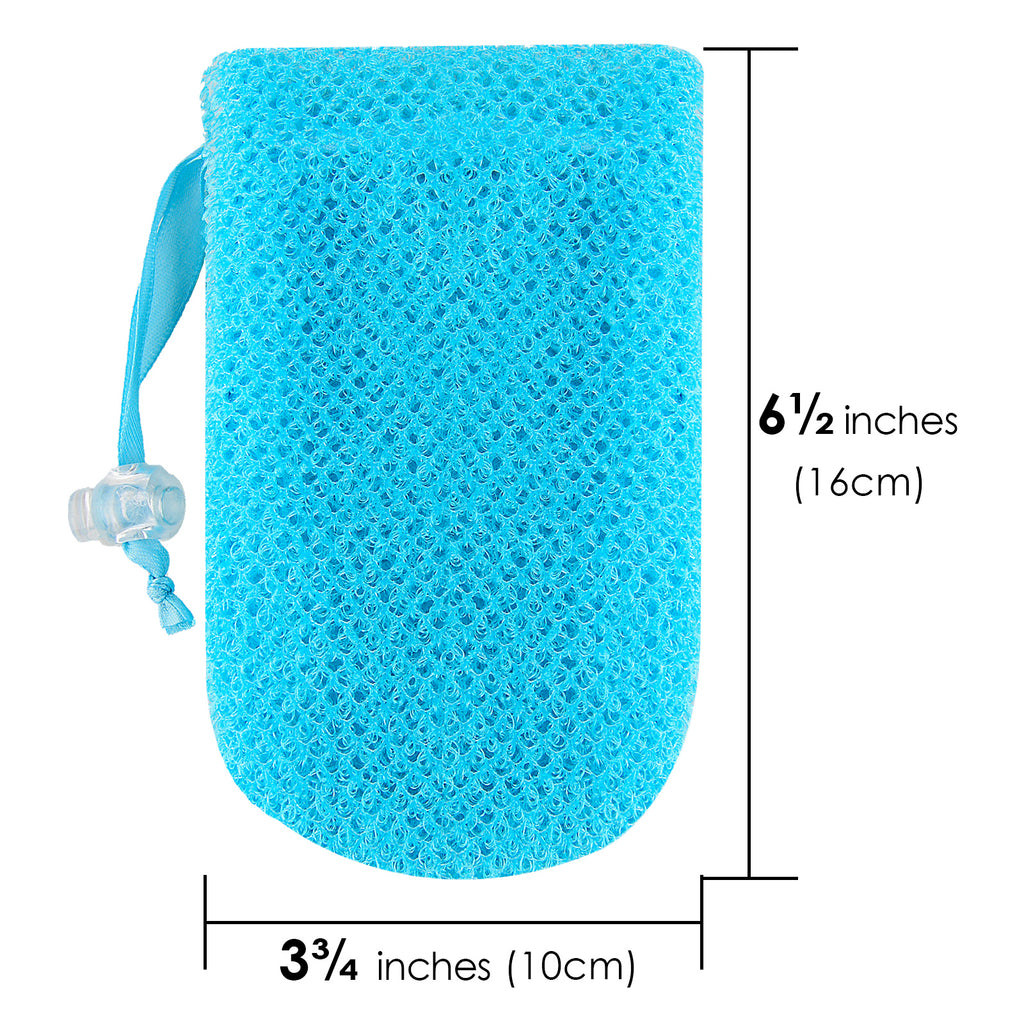 Linkidea 3 Pack Soap Bag, Exfoliating Soap Saver Pouch, Exfoliator Sponge Soap Pocket Drawstring Bags, Body Scrubber for Bath Shower (Three Random Color)
