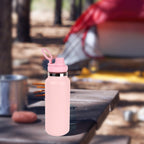 Linkidea 2 Pack Wide Mouth Water Bottle Lid with Handle Compatible with Hydro Flask Wide Mouth 12/16/18/20/32/40/64oz, Waterbottle Replacement Spout Lid (Light Pink)