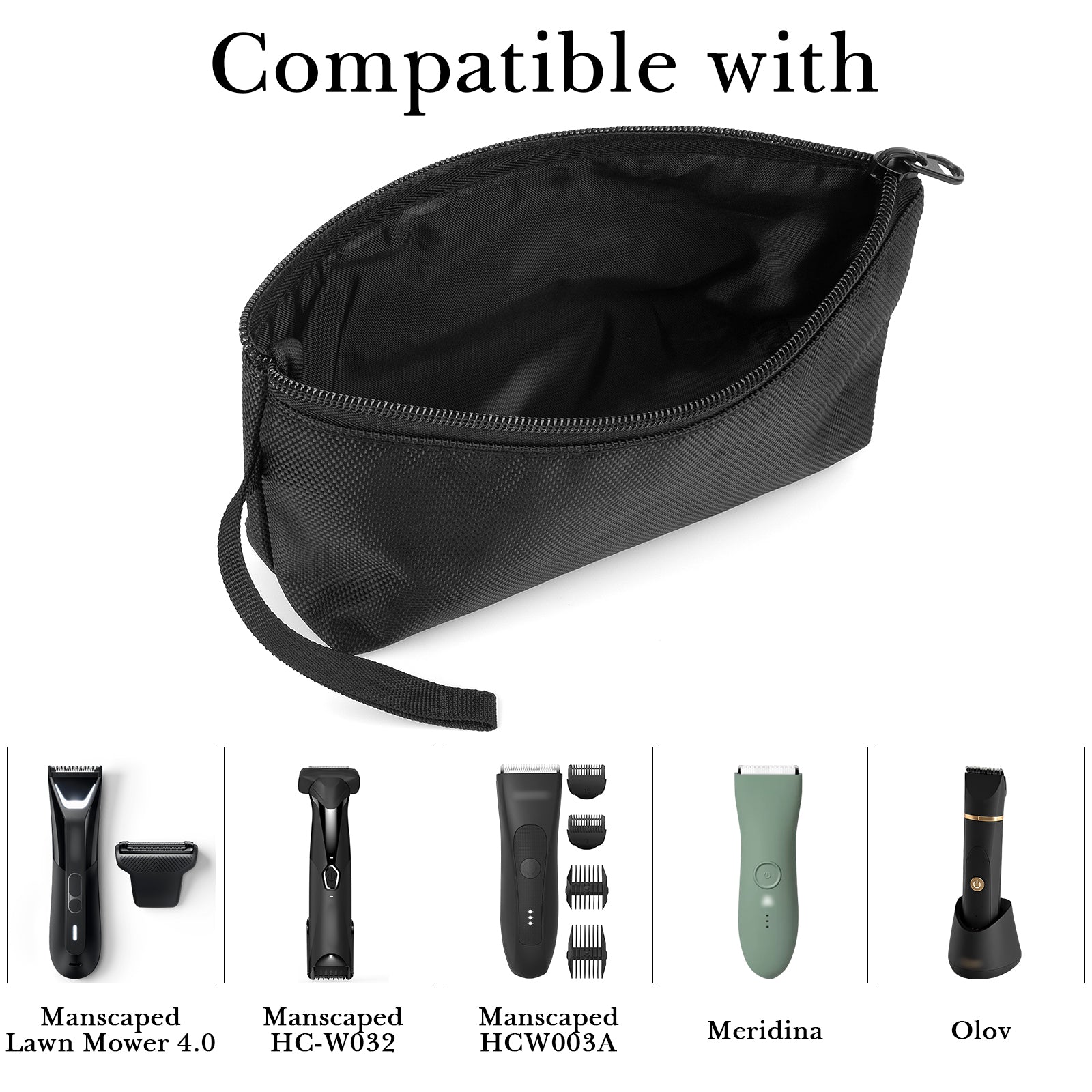 Linkidea Men's Body Trimmer Travel Pouch, Compatible with Manscaped Lawn Mower 5.0, 4.0, 3.0, HC-W032, HCW003A, Body Groomers Portable Storage Case (Black)