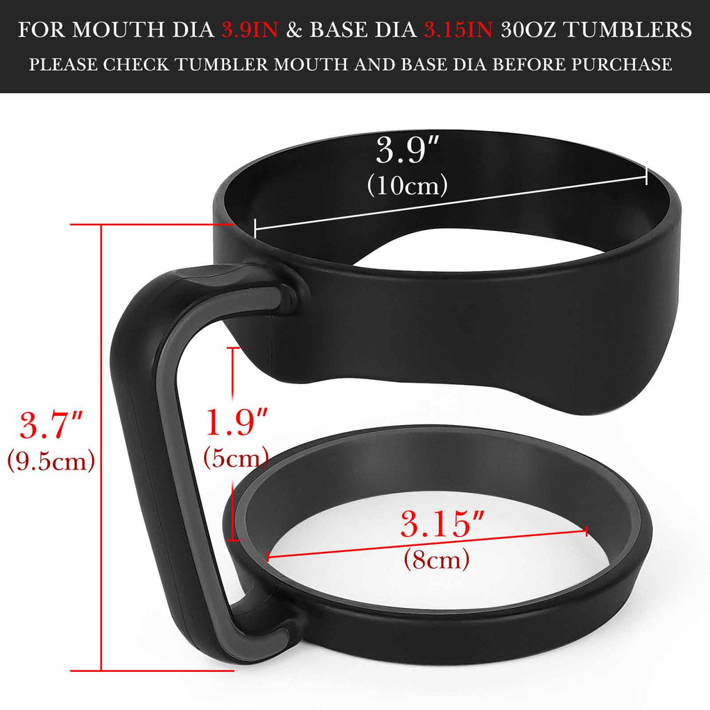 Linkidea Tumbler Handle Compatible with 30oz YETI Rambler, OZARK TRAIL Tumbler, Portable Anti Slip Travel Mug Grip, Black