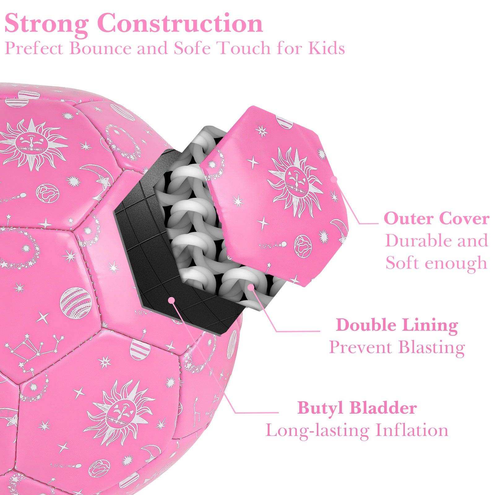 Linkidea Pink Soccer Ball Size 4, Gift for Girls Sports & Outdoor Play