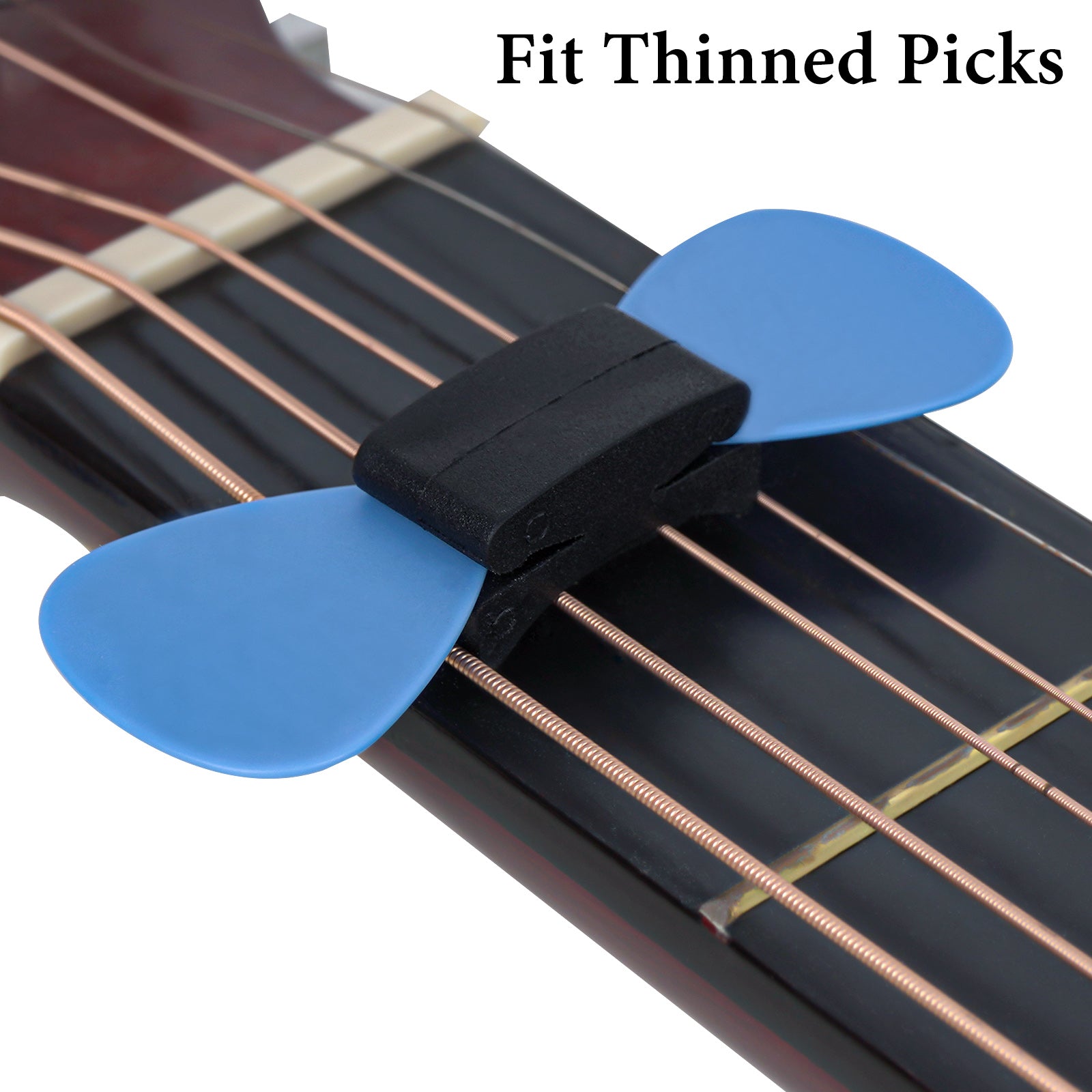 Linkidea 6 Pack Rubber Guitar Headstock Pick Holder, Pickholder for Guitar, Bass, Ukulele Thinned Picks (Black)