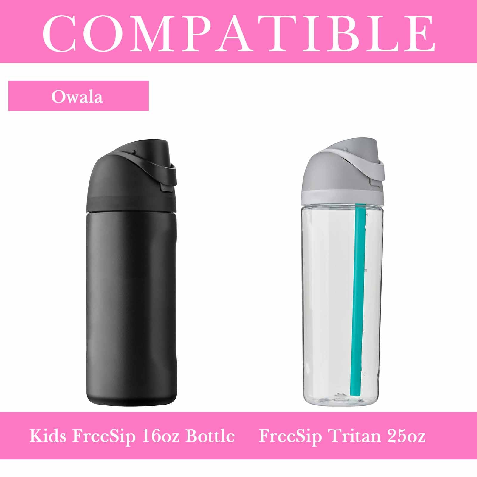 Linkidea 2 Pack Water Bottle Boot Compatible with Owala FreeSip 16oz, FreeSip Tritan 25oz, Silicone Anti-Slip Bottle Bottom Bumper Protector (Pink)