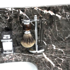 Linkidea Razor & Brush Holder, Deluxe Men's Stainless Steel Shaving Brush Hanger, Grooming Organizer for Bathroom, Shaver Stand Compatible with Merkur 23C (Silver)