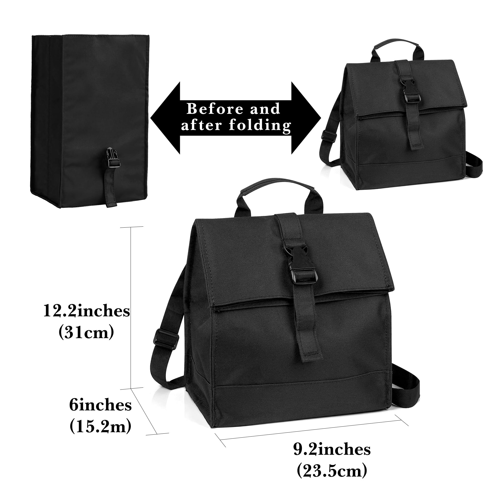 Linkidea Carrying Bag for Electric Heated Lunch Box, Compatible with Crock Pot 28oz, DUPASU 60.8oz, LUNCHEAZE 0.9L, VVU&CCO Cordless 1.2L, 1.6L, Aotto 32oz Electric Heated Lunch Box (Black)