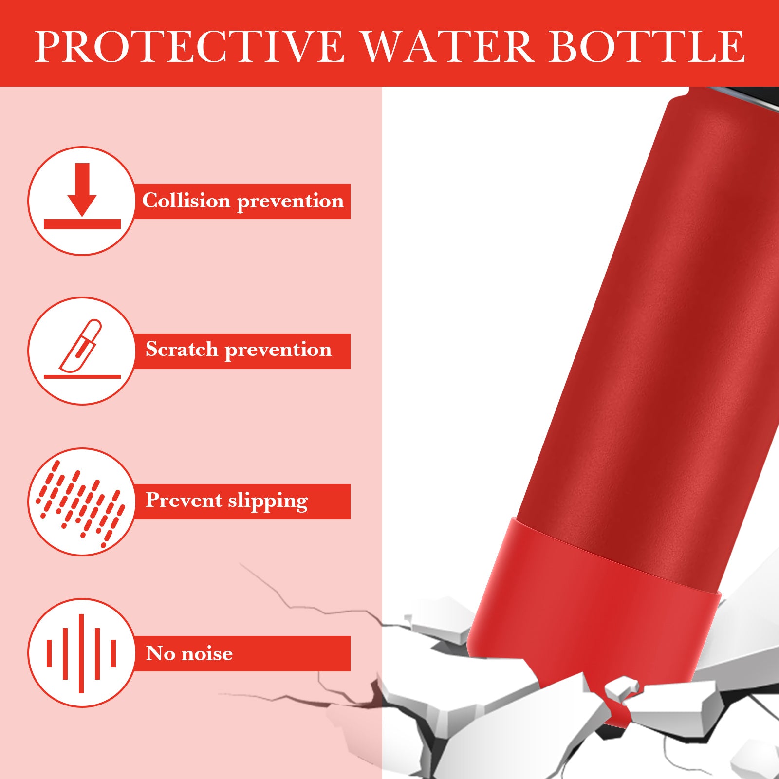 Linkidea 2 Pack Water Bottle Boot Compatible with IRON °FLASK Wide/Narrow Mouth 12oz/14oz/16oz/18oz/20oz/22oz/24oz, Silicone Bottle Bottom Sleeve Cover Bumper Protector (Red)