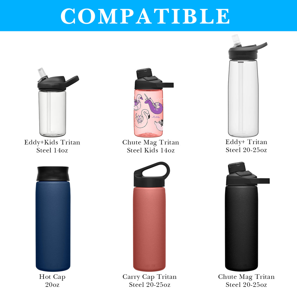 Linkidea 2 Pack Water Bottle Boot Compatible with CamelBak Eddy+20oz/25oz, Chute Mag 20oz/25oz, Carry Cap, Silicone Anti-Slip Bottle Bottom Bumper Protector (Blue)