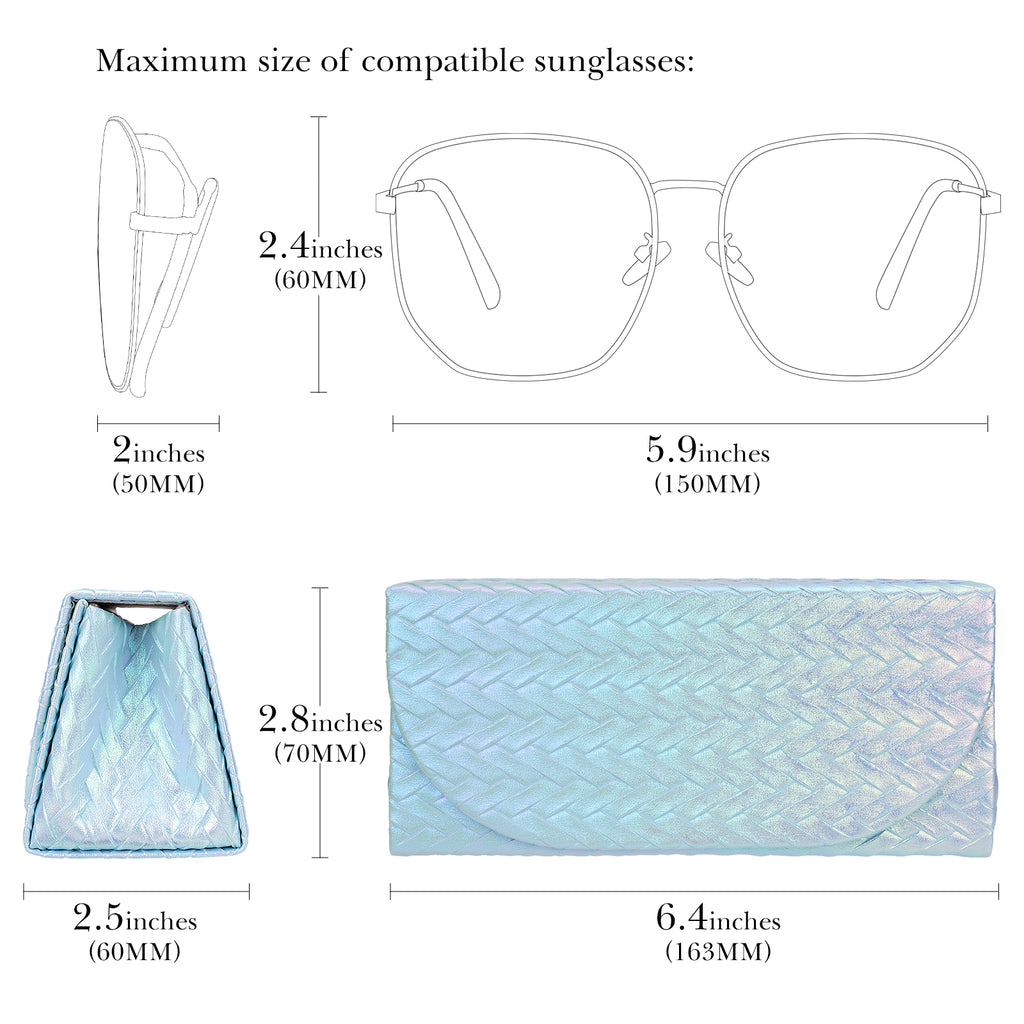 Extra Large Sunglasses Case, 2 Pack Oversized Eyewear Soft Bag Storage Organizer Compatible with DIOR Diorbay S1U Prada PR 59WS PR 63XS RB4401D RBS0101S RB8097 RB8089 RB4098 (XXL, Blue)