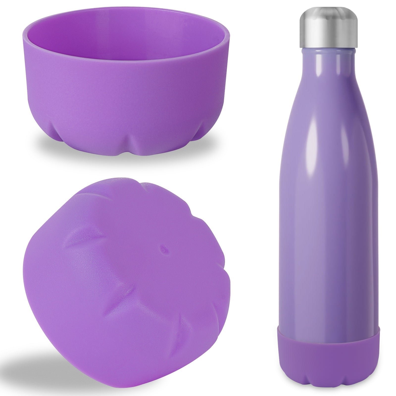 Linkidea 2 Pack Water Bottle Boot Compatible with 17oz ORIGINAL, BJPKPK, MIRA Cascade Cola Shaped Bottles, Silicone Bottle Bottom Sleeve Bumper Protector (Purple)