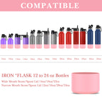 Linkidea 2 Pack Water Bottle Boot Compatible with IRON °FLASK Wide/Narrow Mouth 12oz/14oz/16oz/18oz/20oz/22oz/24oz, Silicone Bottle Bottom Sleeve Cover Bumper Protector (Light Pink)