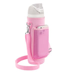 Linkidea Water Bottle Carrier with Shoulder Strap Compatible with Owala FreeSip Bottle 24oz, Waterbottle Sling Bag Holder with Mesh Phone Pocket, Pink